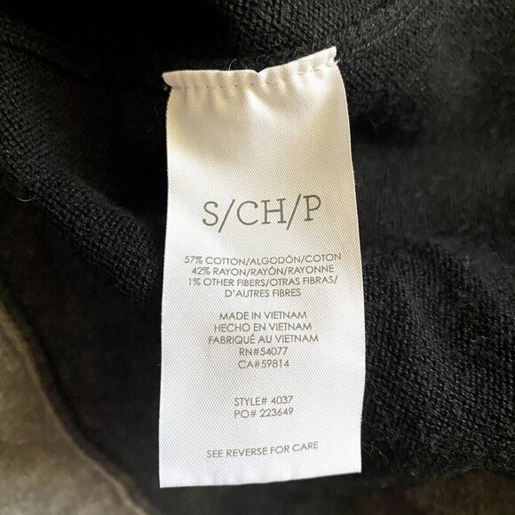 Cabi #4037 Dakota Poncho Sweater Oversized Black Gray Colorblock Size Small - Picture 5 of 5